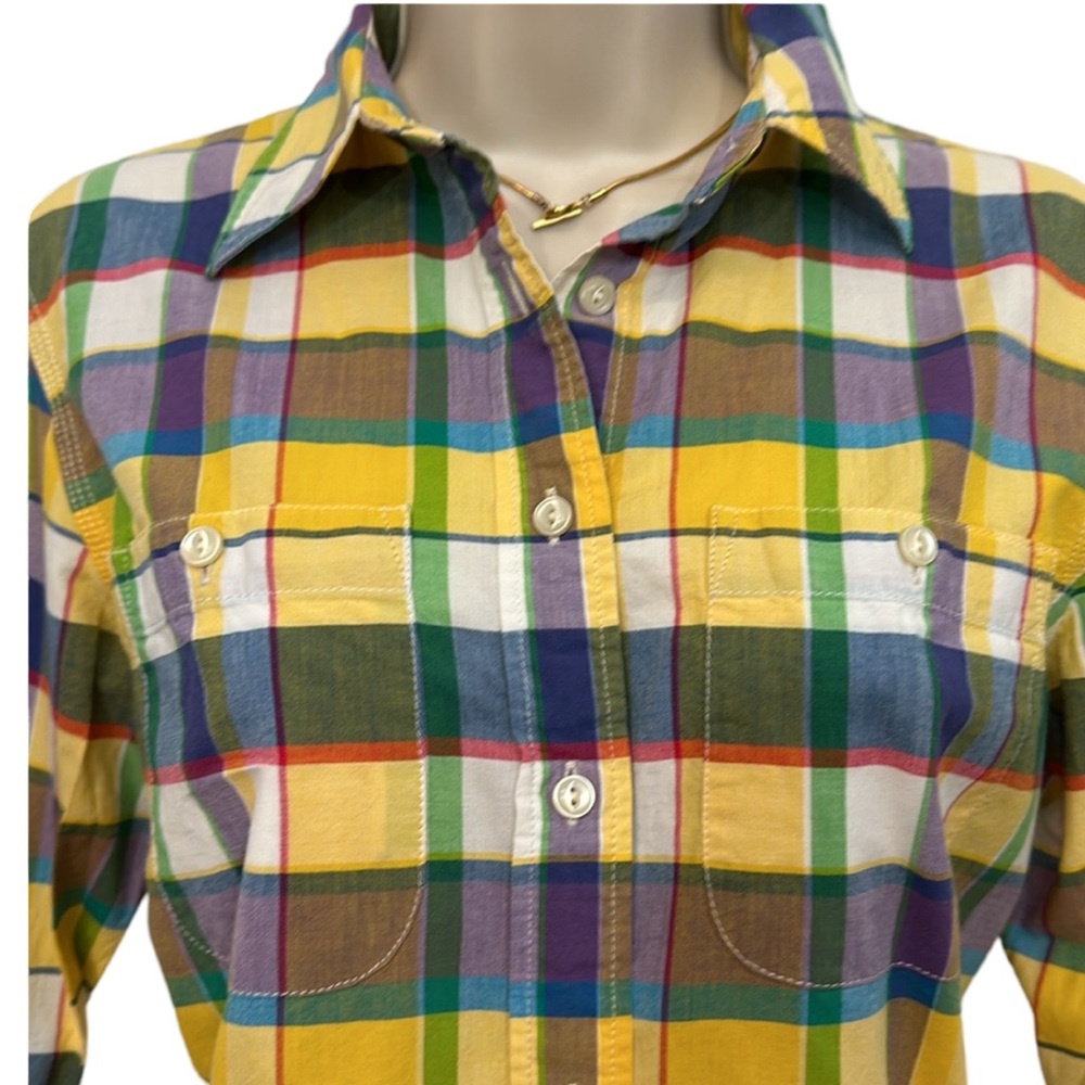 Ralph Lauren Yellow Plaid Button Down Shirt - Picture 2 of 3